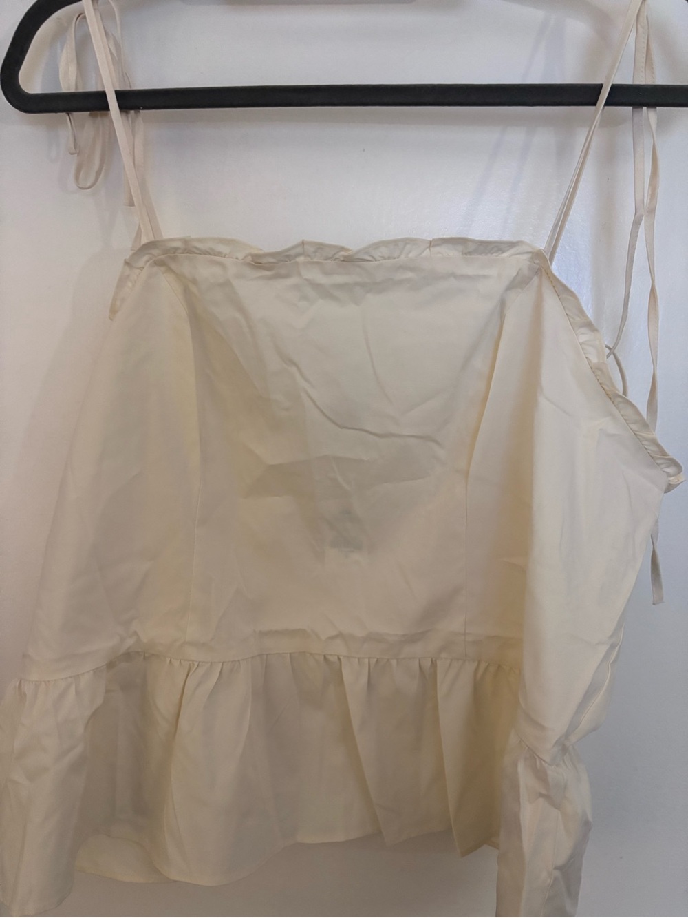 Express Cream Smocked tie Top XL